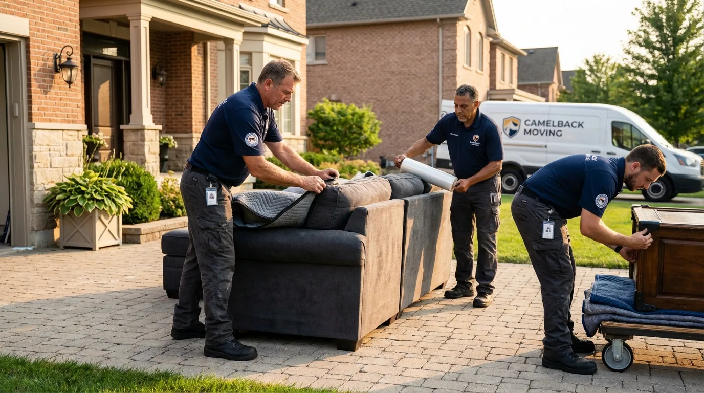 Large estate moving crew wrapping furniture in Waterflow, NM